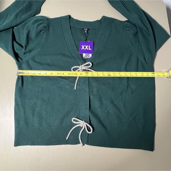 Express Bow Cardigan Women’s XXL June Bug Long Sleeve 2 Snap - Picture 10 of 12
